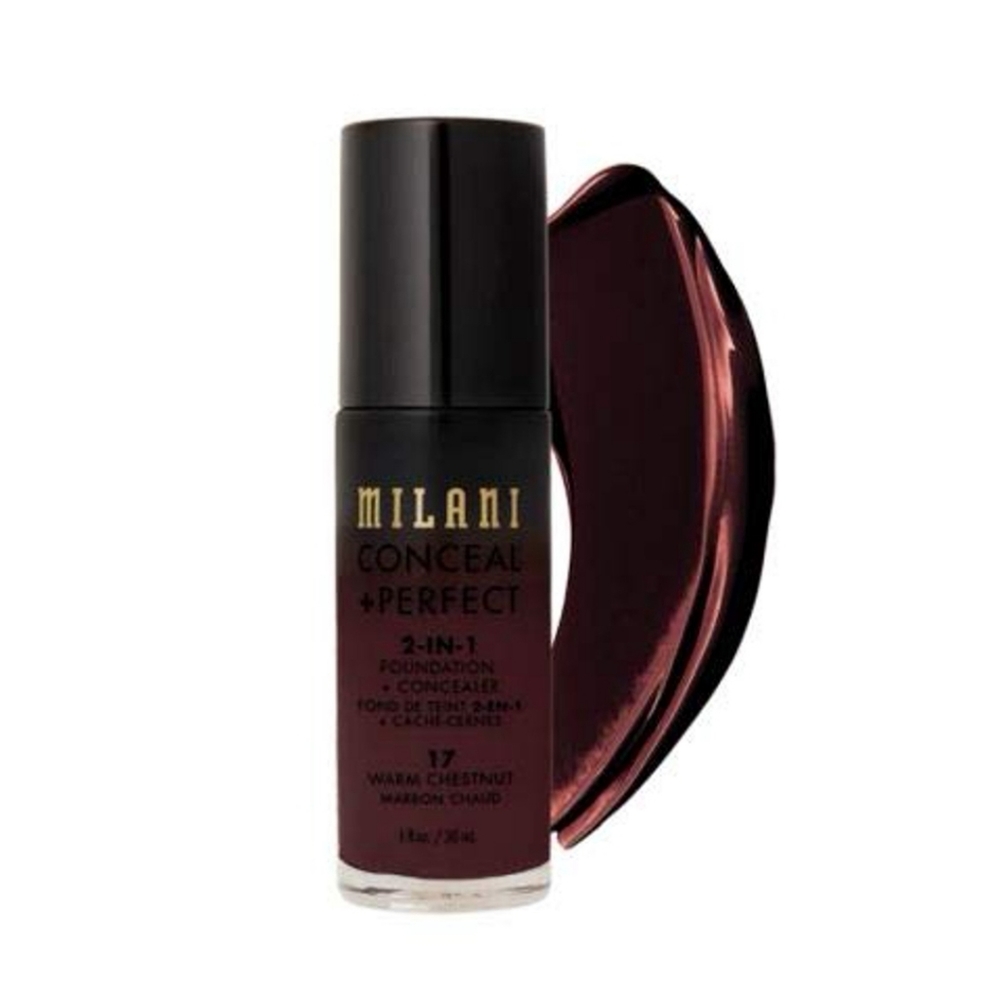 Milani concealer perfect 2 in 1 foundation 17 warm chestnut Marron chaud